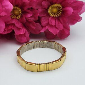 Vintage Major Gold Tone Stainless Steel Magnetic Bracelet 7" Adjustable